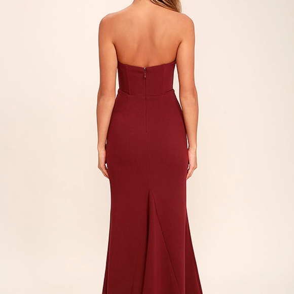 Lulus Infinity Burgundy Strapless Dress - Picture 2 of 6